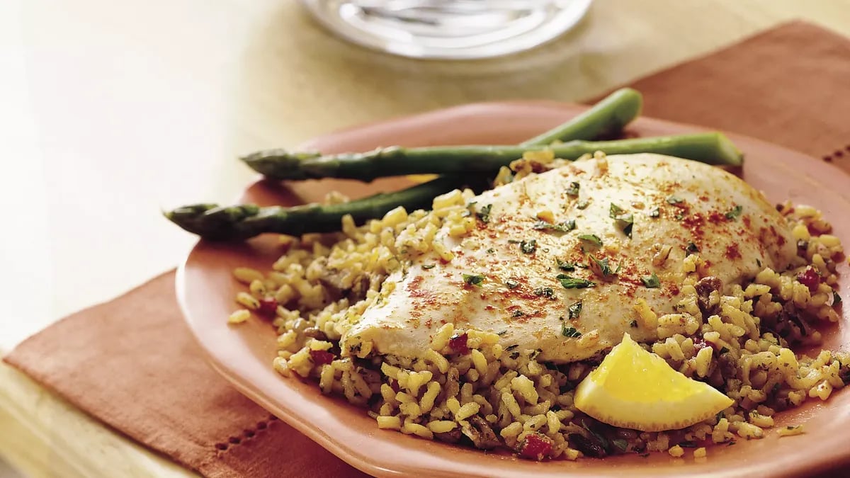 Chicken with Orange-Pecan Rice