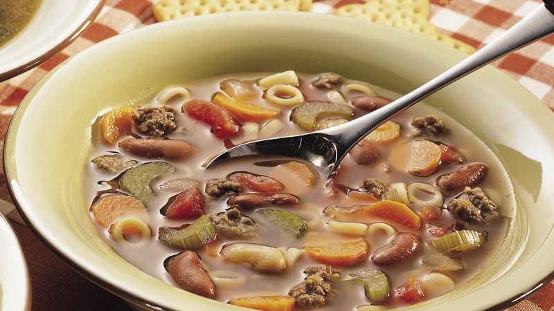 Italian Pasta, Beef and Bean Soup