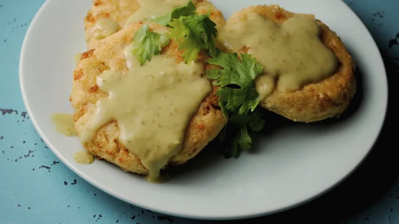 Corn Cakes with Tomatillo and Avocado Sauce