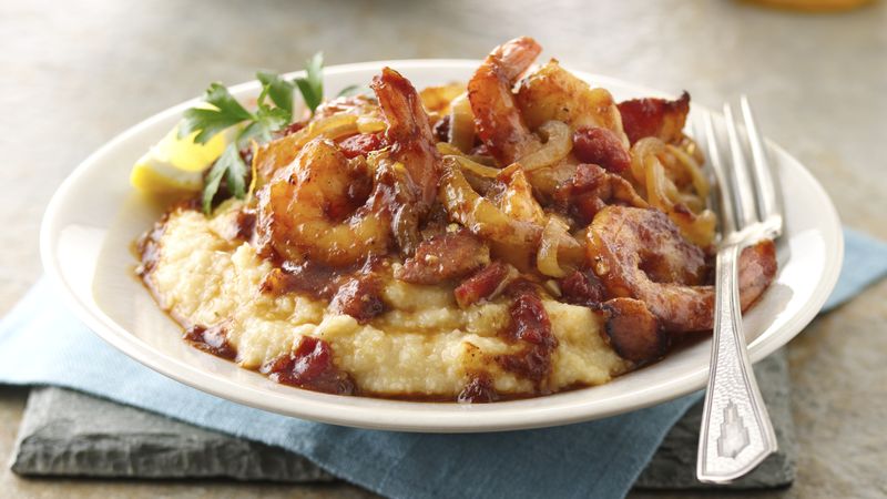 Shrimp with Lightened Grits 