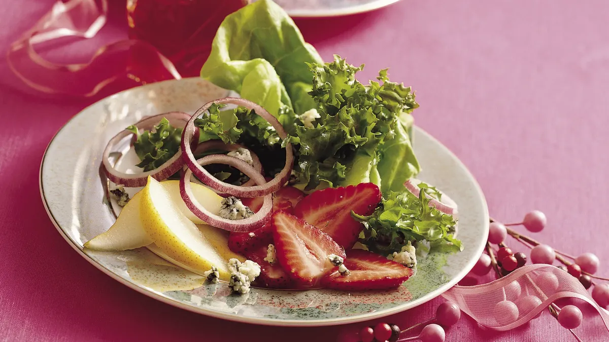 Sherried Greens with Fruit and Blue Cheese