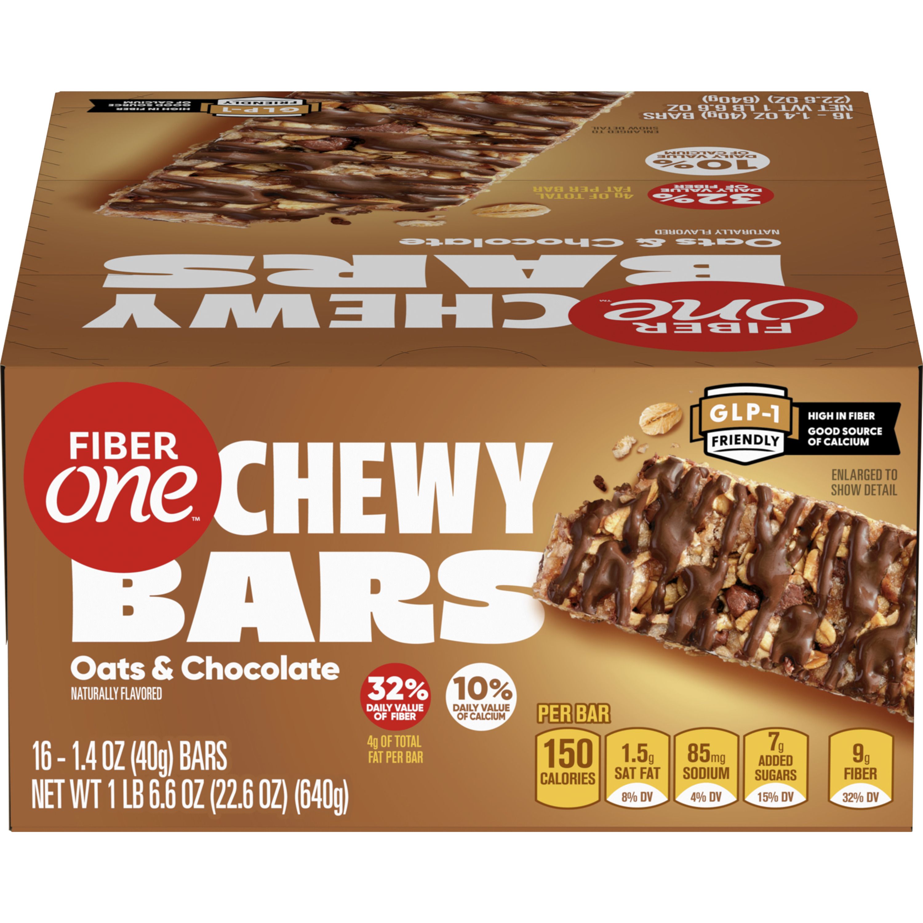 Front - 3D Fiber One Snack Bar Single Serve Pouch Oats & Chocolate 8/22.6 OZ