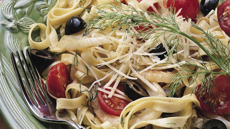 Fettuccini with Tomatoes, Olives and Fennel