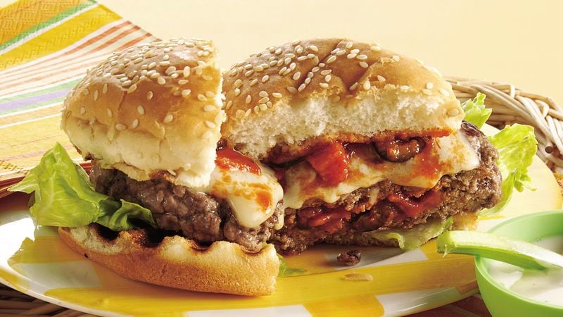 Grilled Stuffed Pizza Burgers