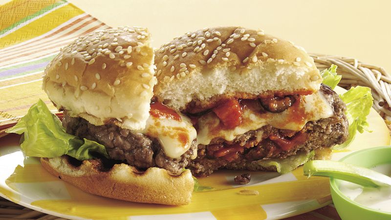 Grilled Stuffed Pizza Burgers