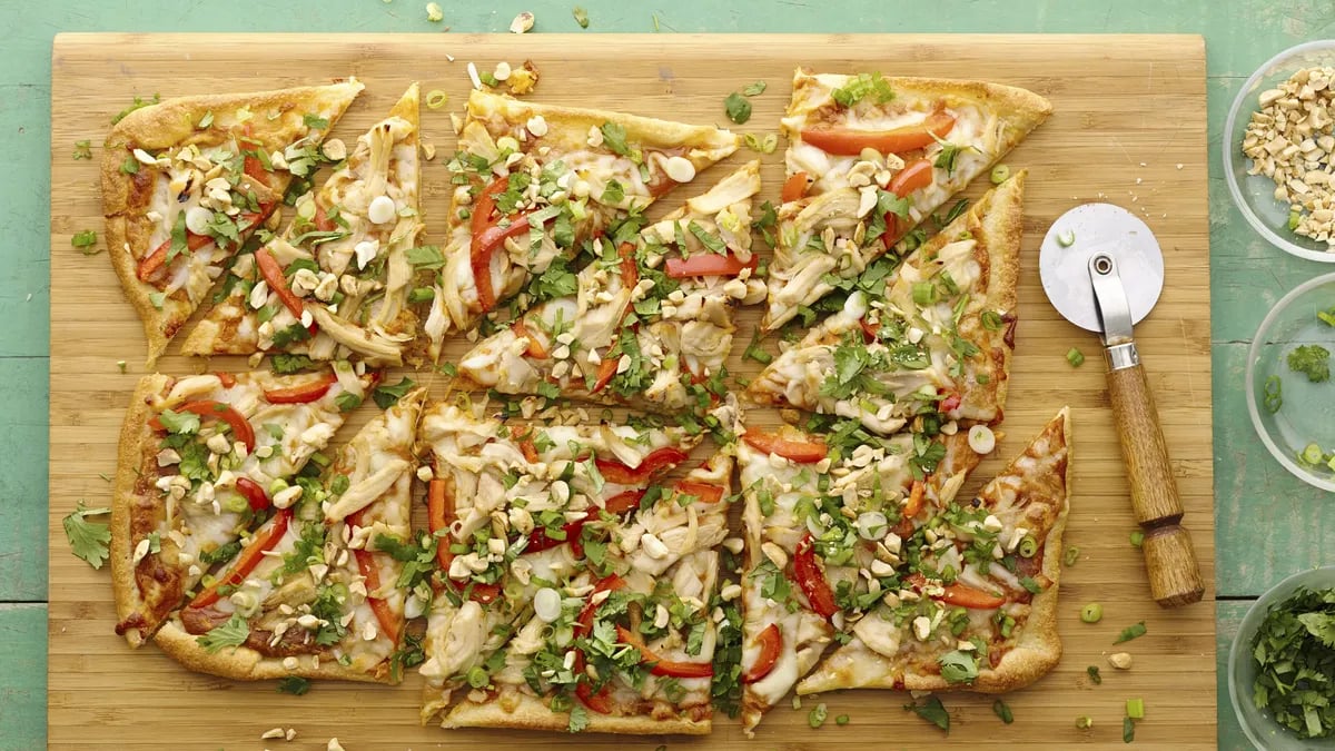 Homemade Thai Chicken Pizza