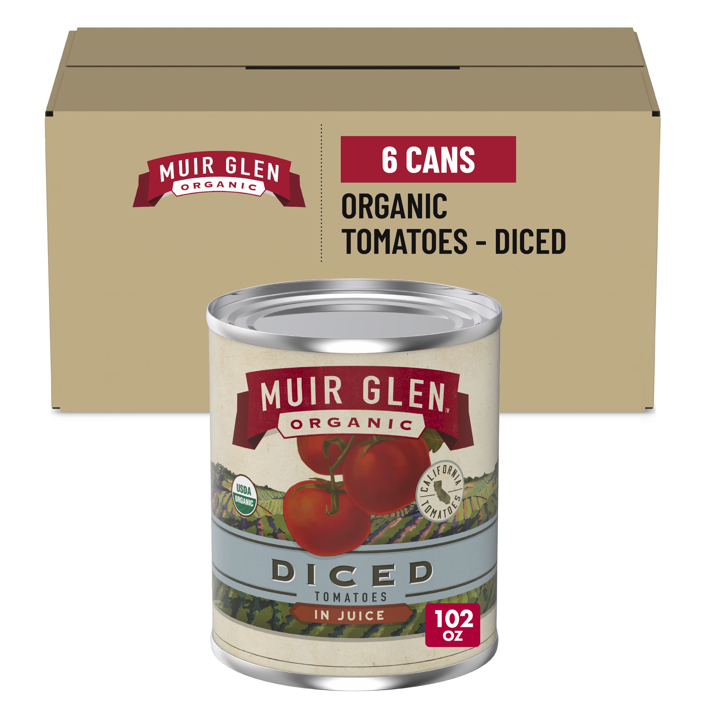  Case Optimized Hero Muir Glen Organic Gluten Free Canned Vegetables Bulk Diced Tomatoes 6/102 OZ