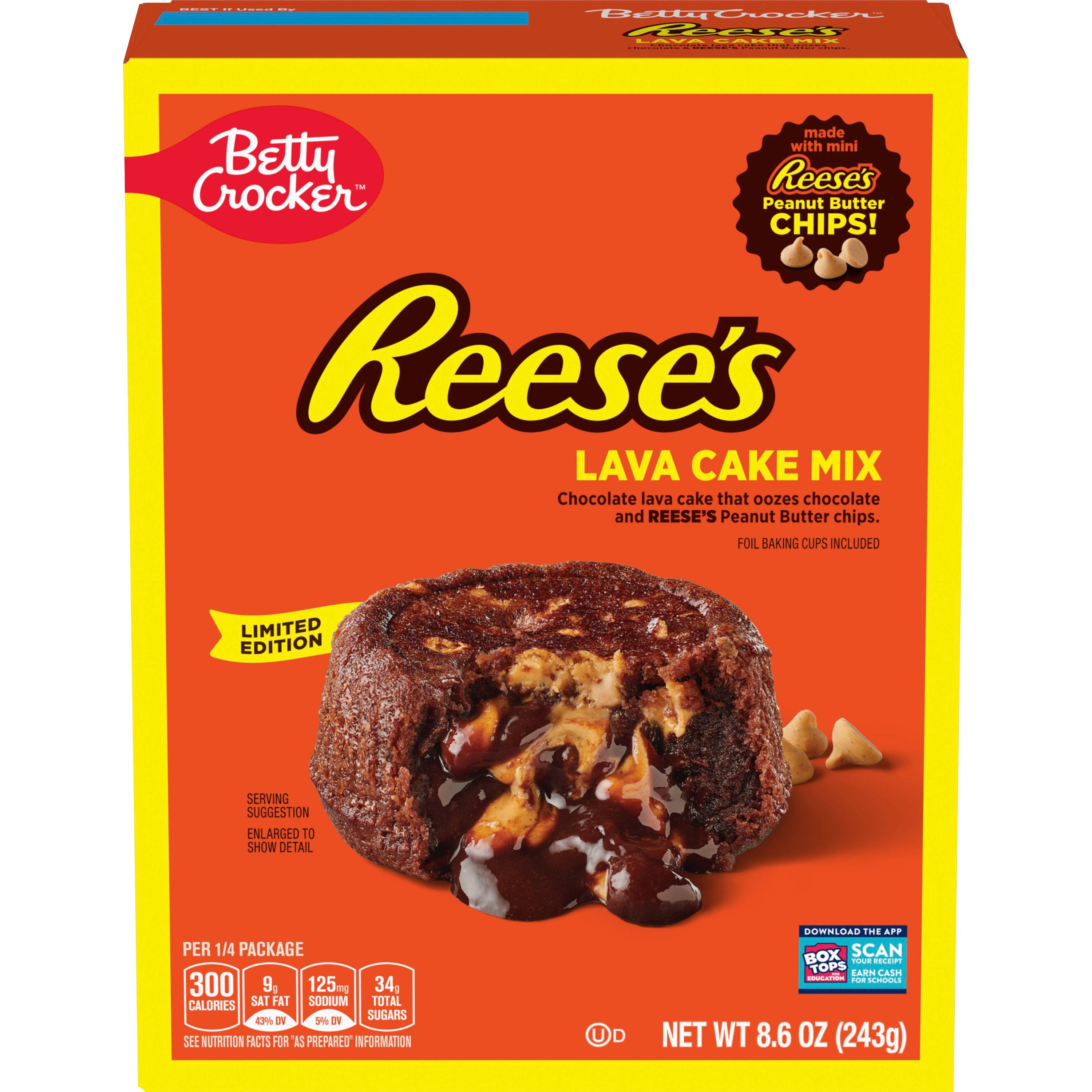 Betty Crocker REESE’S Lava Cake Mix, Limited Edition Baking Mix With REESE’S Peanut Butter Chips,  8.6 oz - Front