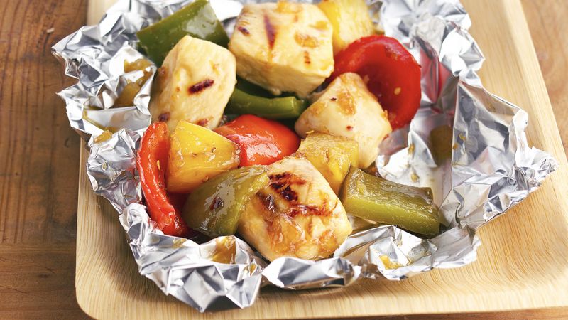 Grilled Pineapple-Chicken Foil Packs