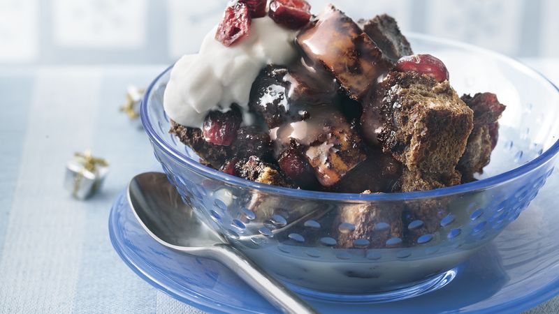 Chocolate Cranberry Bread Pudding