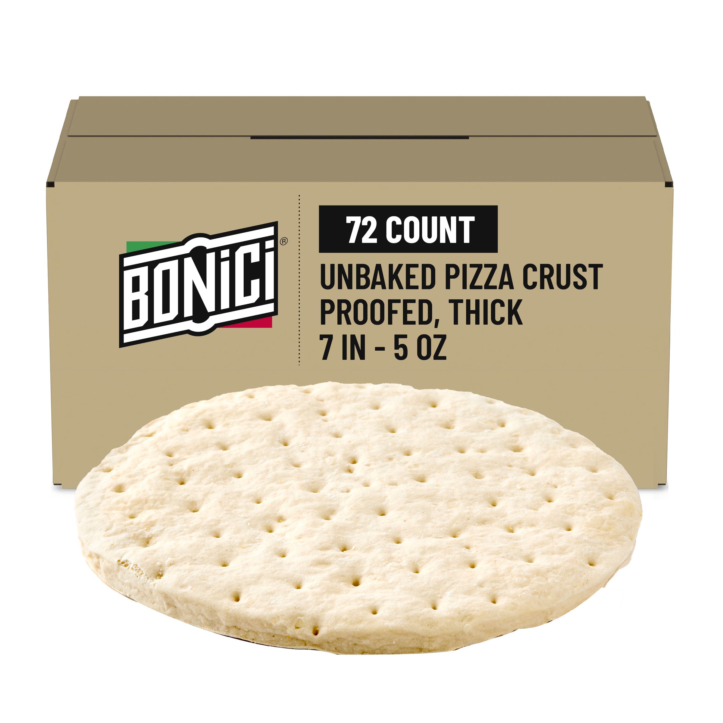  Case Optimized Hero BONICI® Frozen Unbaked Pizza Crust Proofed Thick 7 in 72/5 OZ