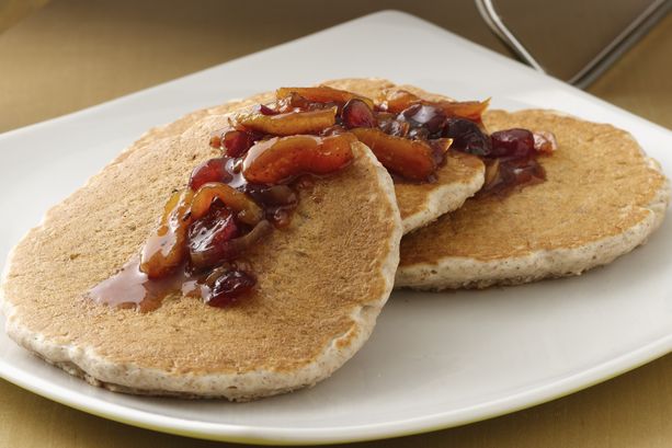 Oatmeal Pancakes with Cranberry Apricot Chutney
