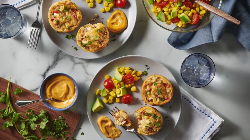 Cheesy Southwest Chicken Muffin Tin Crescent Roll Bake for Two