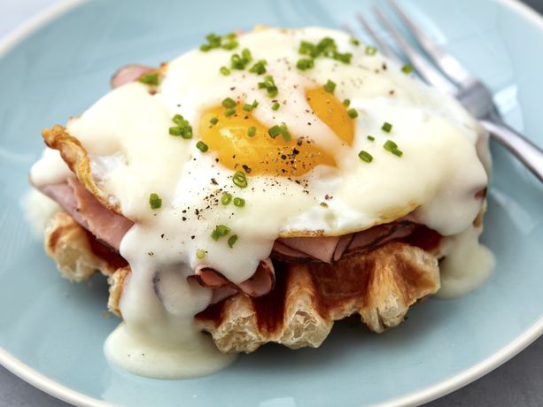 Croque Madame Waffled Croissants