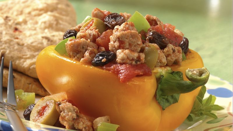 Chicken Picadillo-Stuffed Peppers