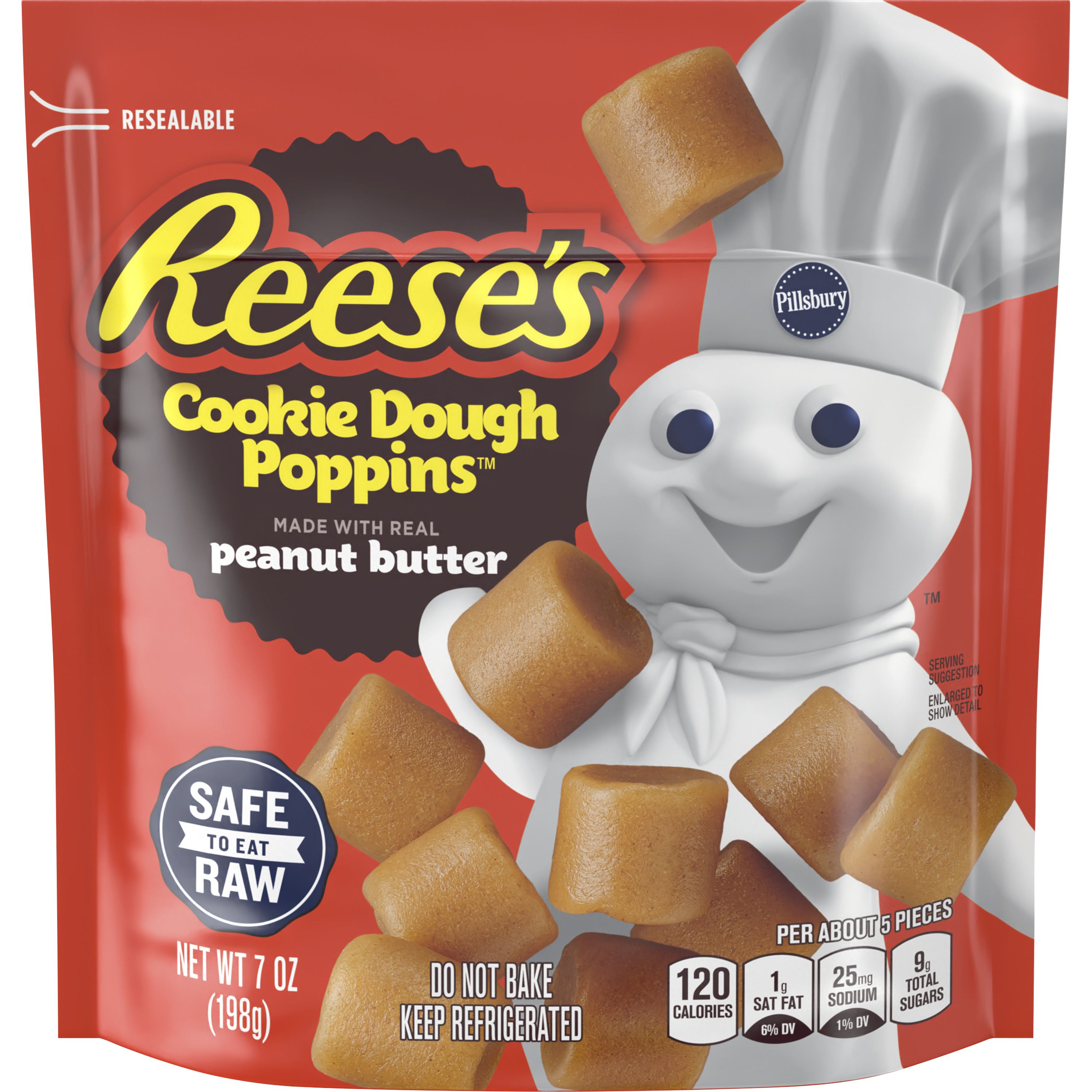 Pillsbury Reese's Peanut Butter Cookie Dough Poppins, Made With Real Peanut Butter, 7 oz. - Front
