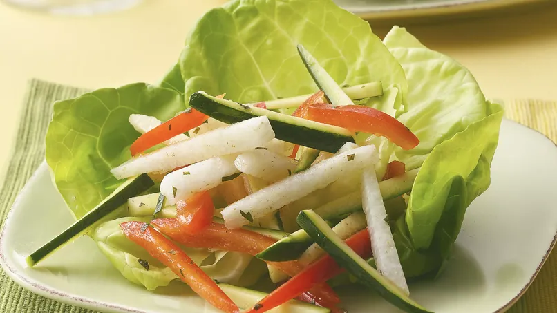 Jicama, Zucchini and Red Pepper Salad