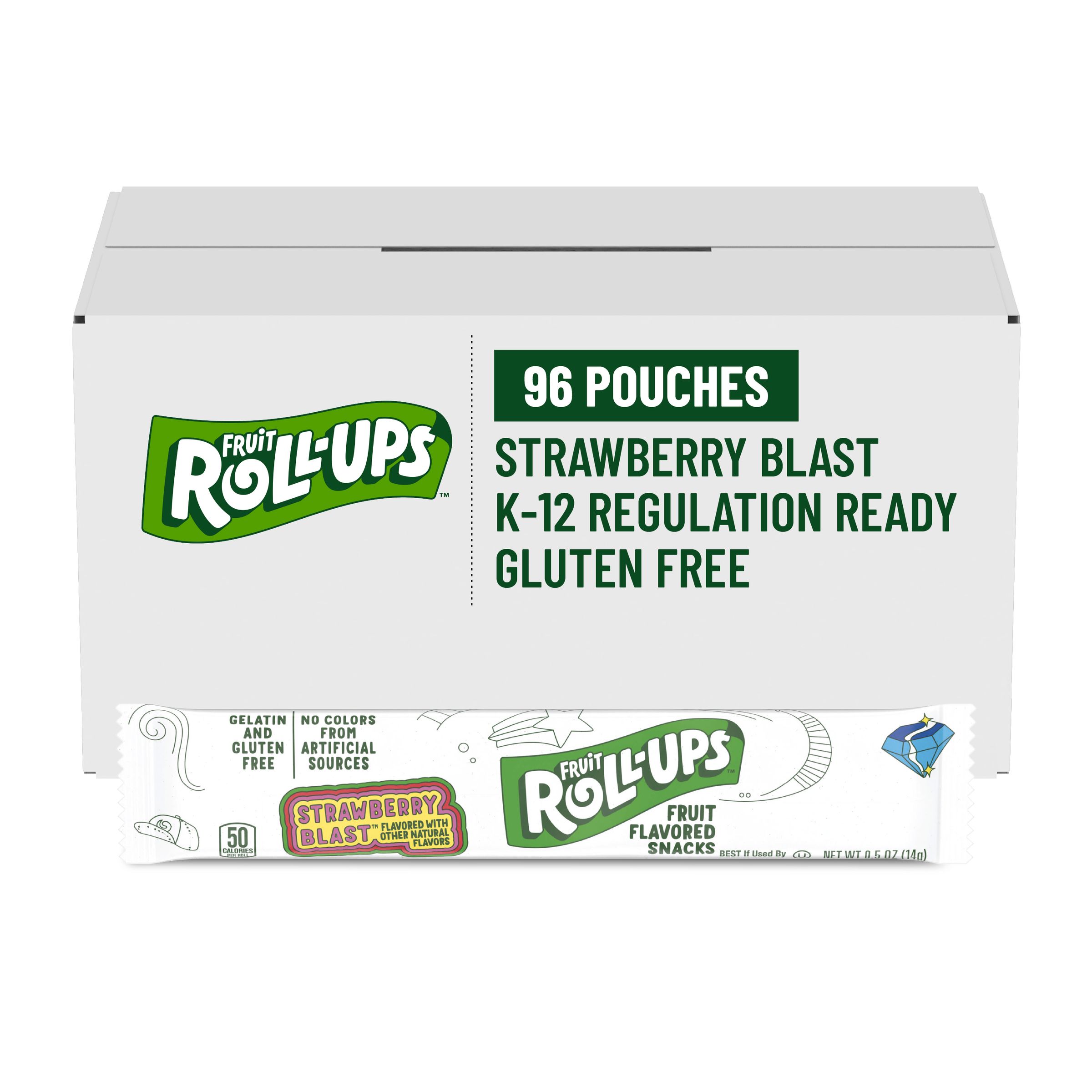  Case Optimized Hero Fruit Roll-Ups Gluten Free Fruit Snacks Single Serve Pouch Reduced Sugar Strawberry Blast 96/0.5 OZ