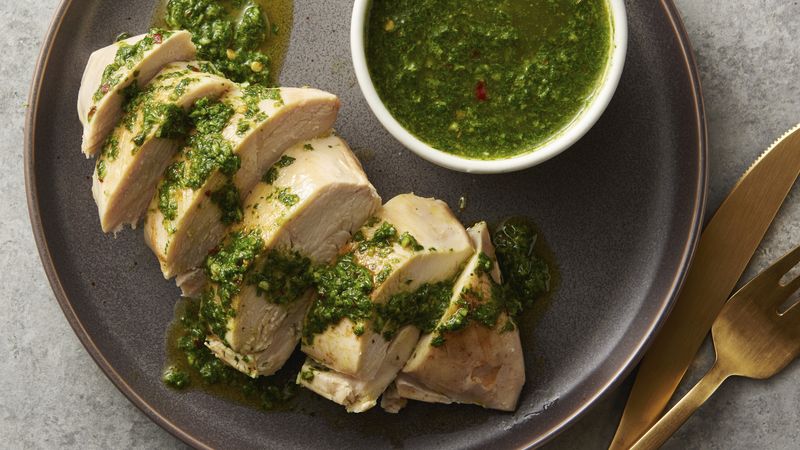 Sous Vide Chicken Breasts with Chimichurri Sauce