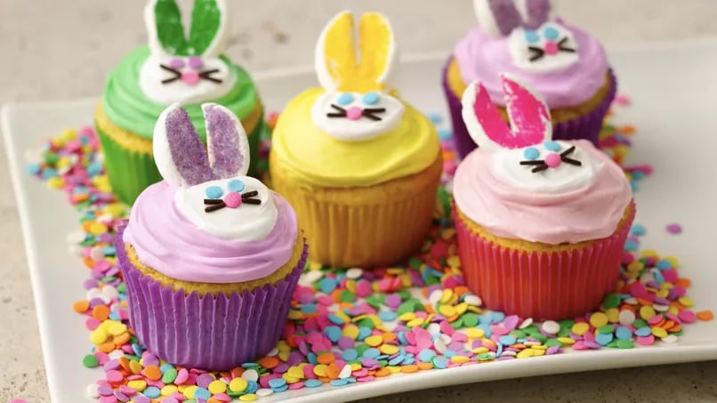 Colorful Bunny Cupcakes