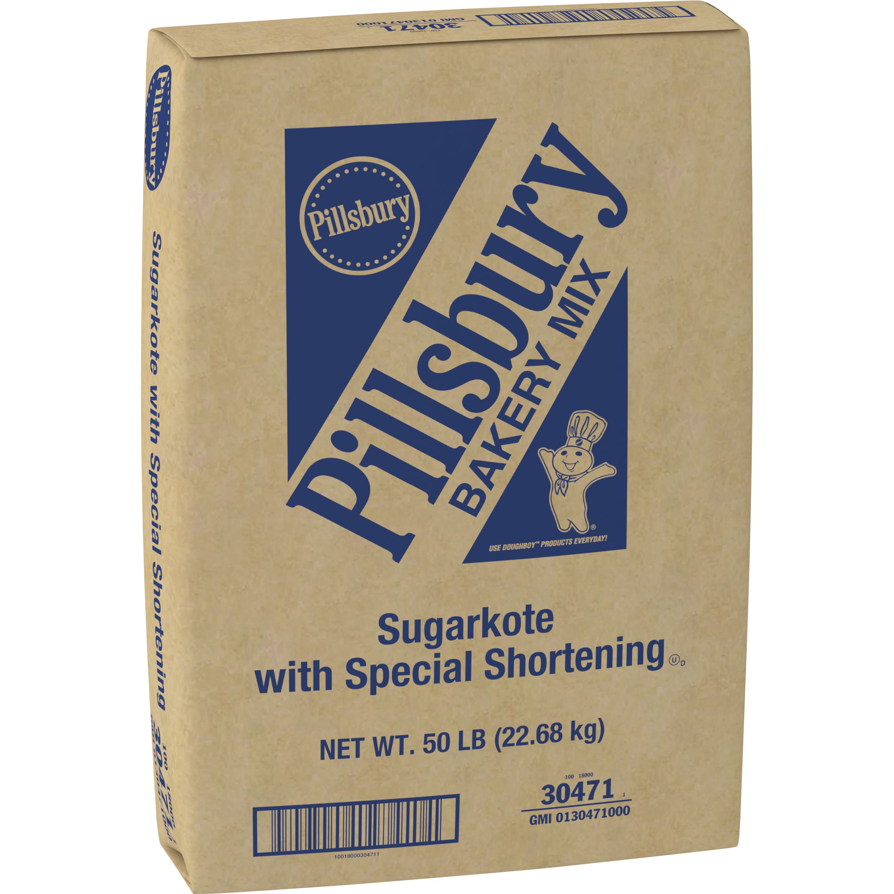 Case - Left Front 3D Pillsbury Donut Sugar Mix Bulk Sack Sugarkote 1/50 LB