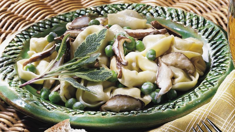 Tortellini with Shiitakes and Peas