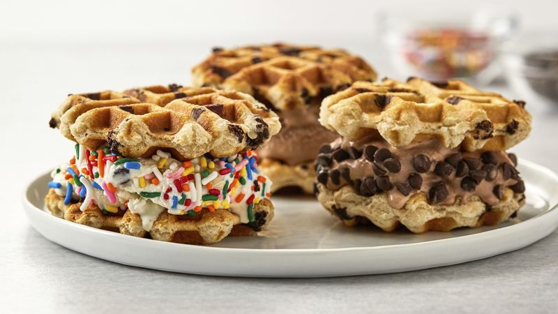 Chocolate Chip Biscuit Waffle Ice Cream Sandwiches