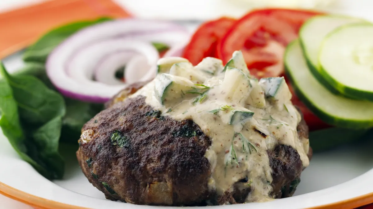 Skinny Burgers with Dill Sauce