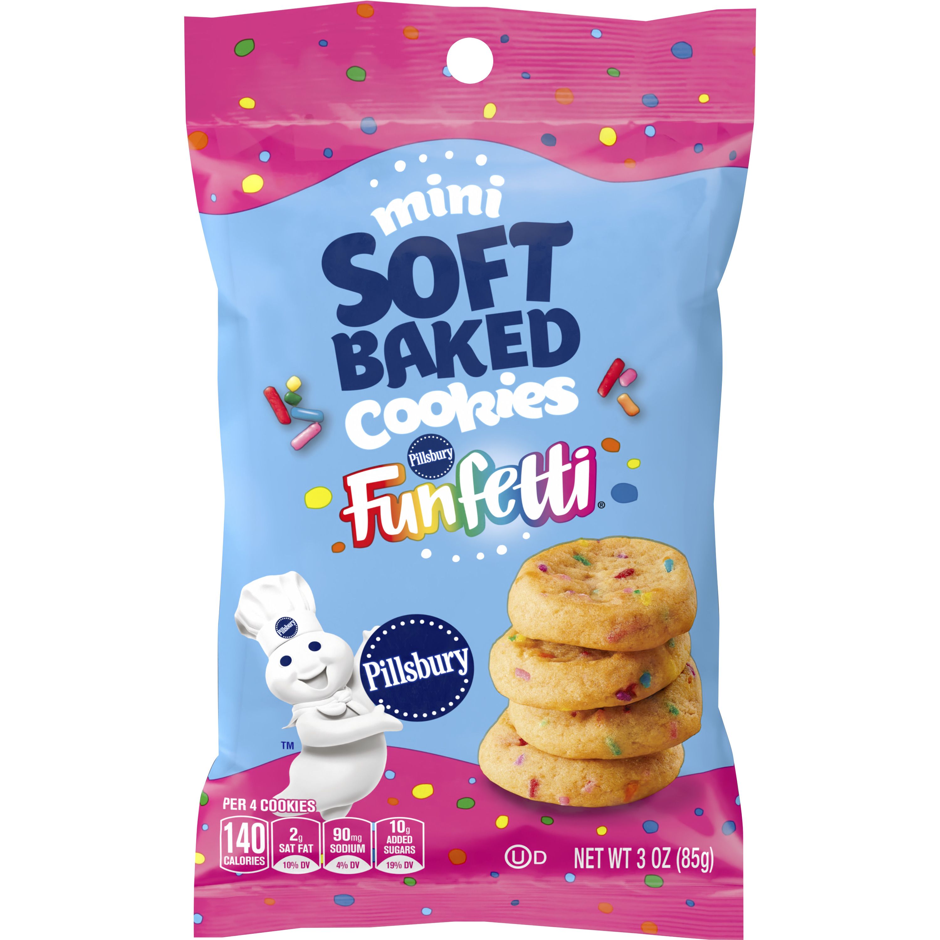 Pillsbury Soft Baked Cookies Made With Real Butter, Funfetti, 4 oz - Front