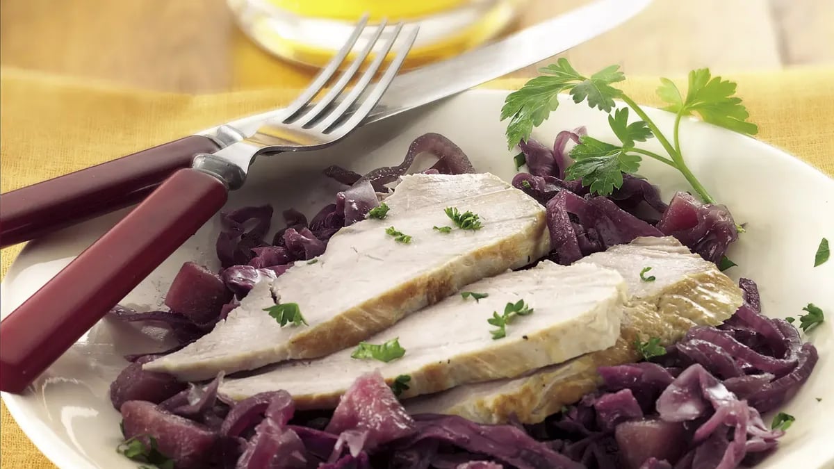 Slow-Cooker Pork with Sweet-Sour Red Cabbage