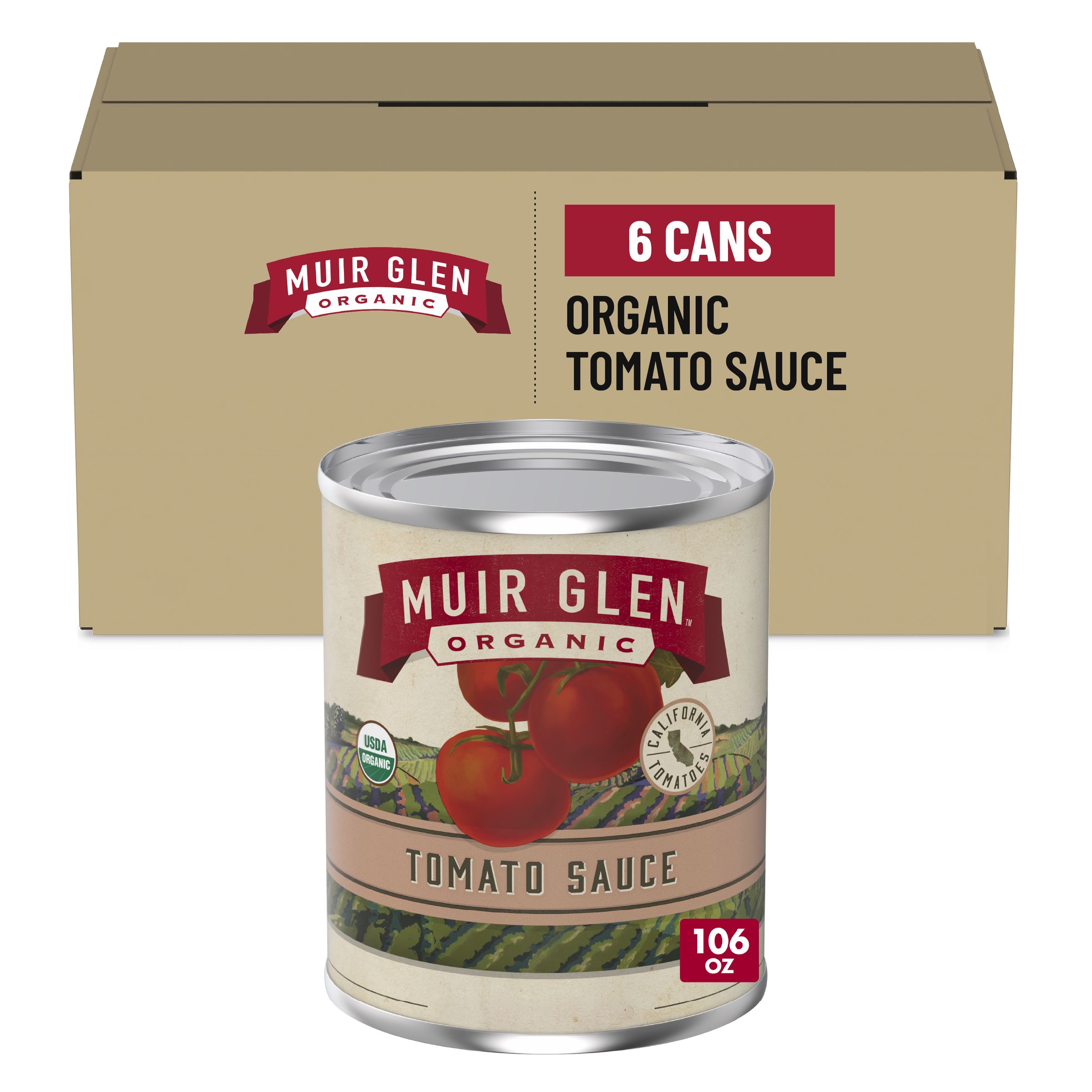  Case Optimized Hero Muir Glen Organic Canned Vegetables Bulk Tomato Sauce 6/106 OZ