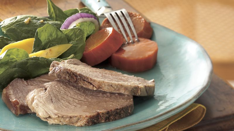 Slow-Cooker Brown Sugar-Topped Pork with Sweet Potatoes