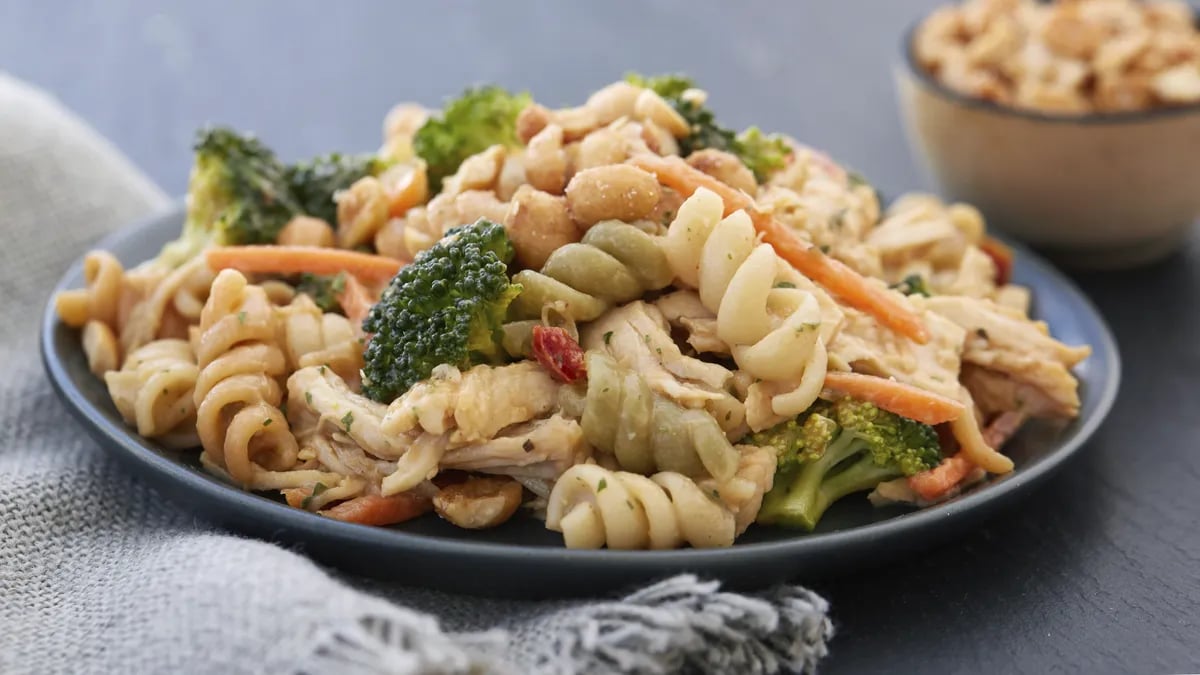 Shredded Thai Chicken Pasta Salad