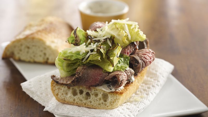 Grilled Caesar-Flank Steak Sandwiches