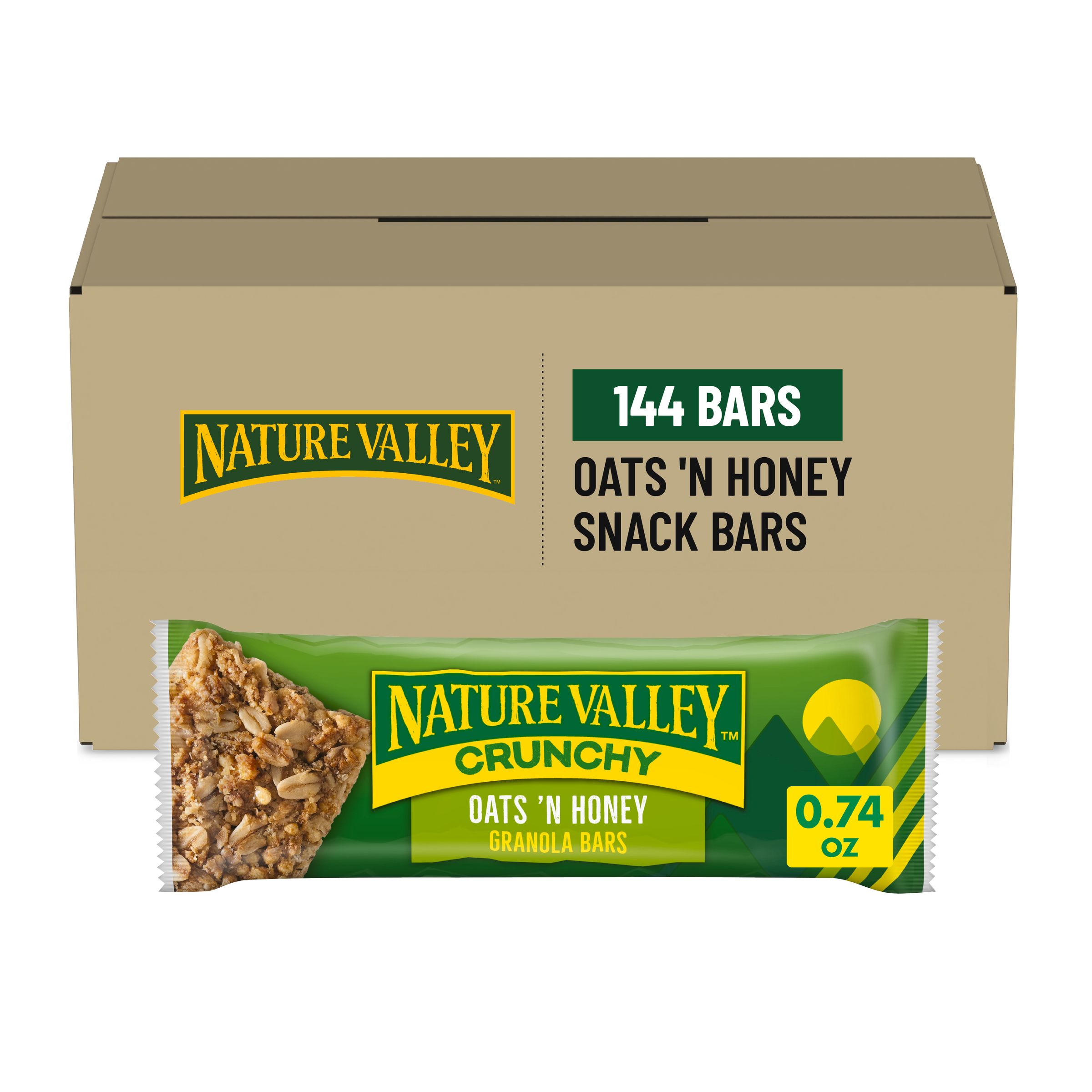  Case Optimized Hero Nature Valley Granola Bars Single Bar Pouch Oats N' Honey 144/0.74 OZ
