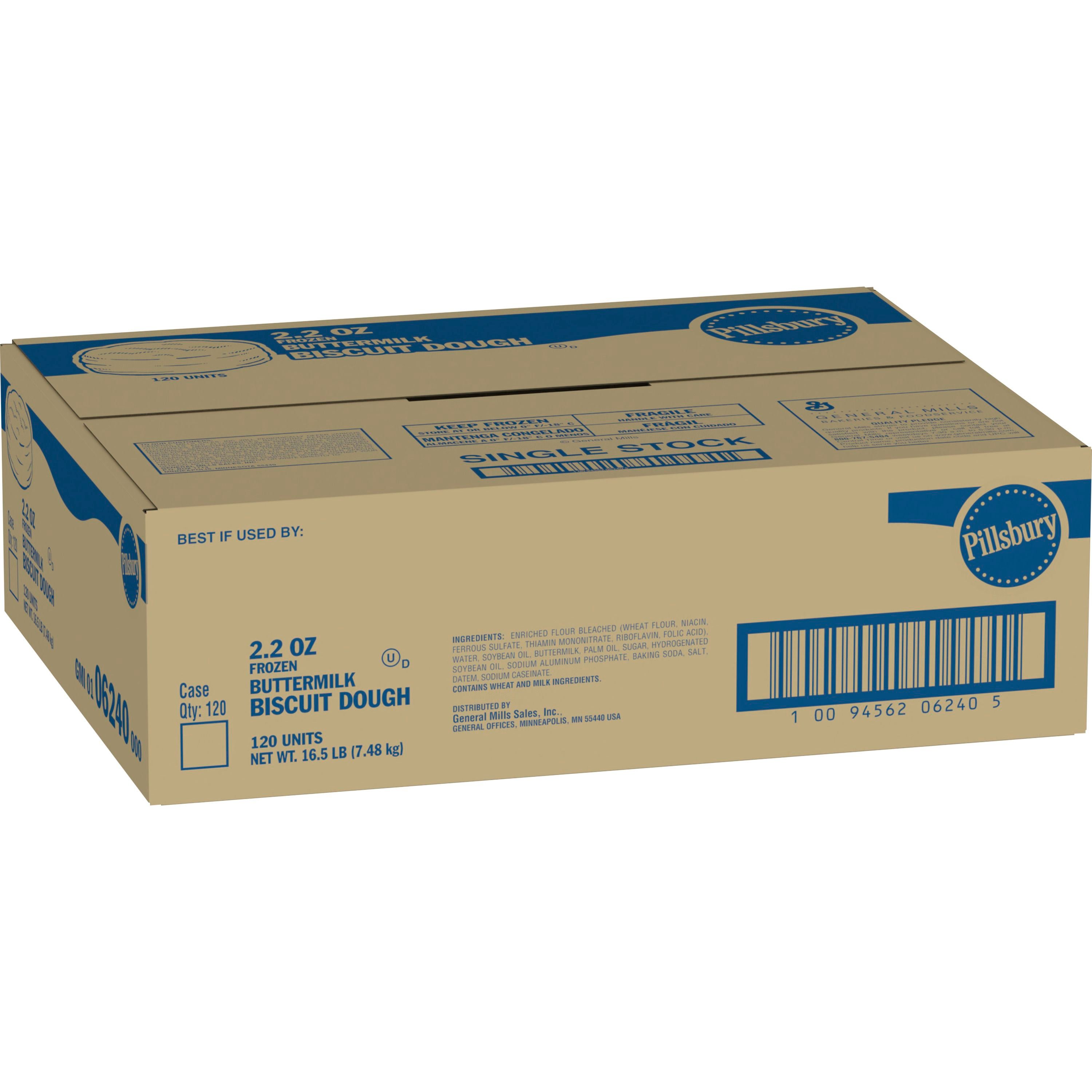 Case - Left Front 3D Pillsbury Frozen Biscuit Dough Bulk Buttermilk (120 ct) 2.2 OZ