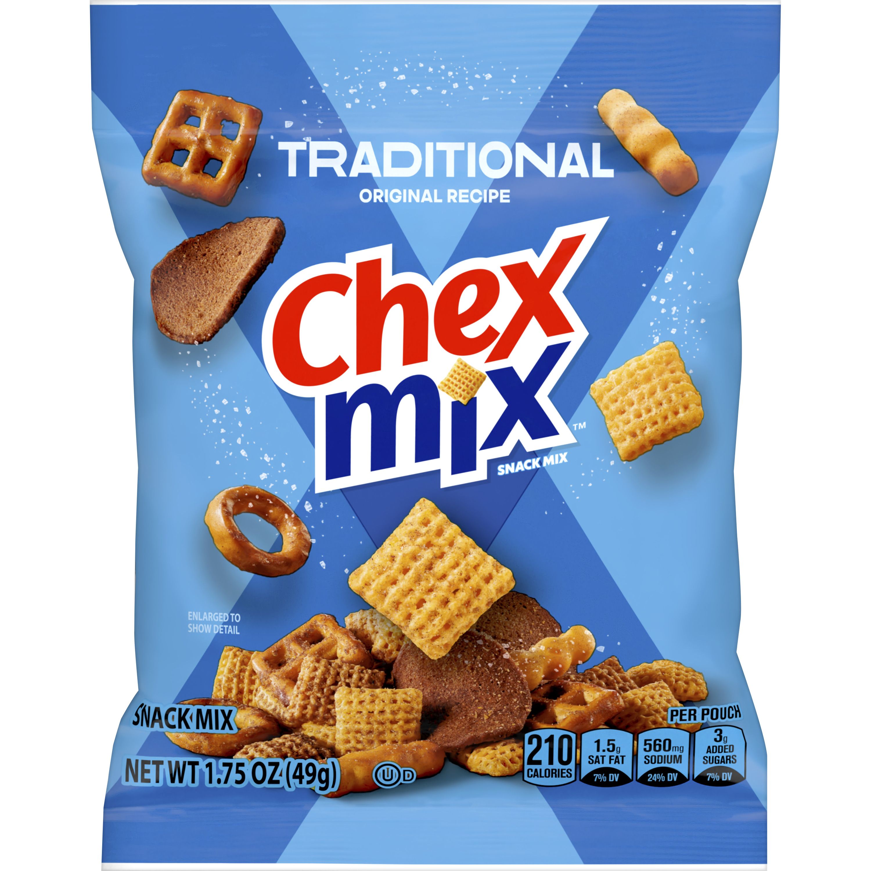 Front - 3D Chex Mix Snack Mix Single Serve Pouch Traditional 60/1.75 OZ