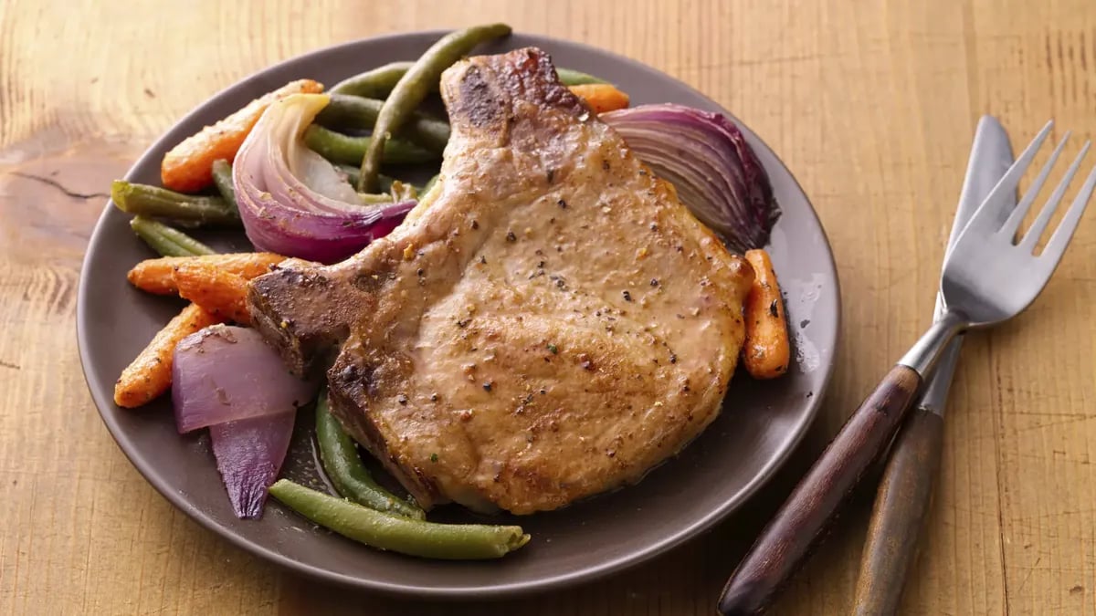 Oven-Roasted Pork Chops and Vegetables