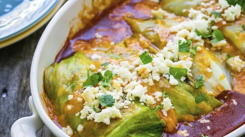 Vegetarian Cabbage Enchiladas