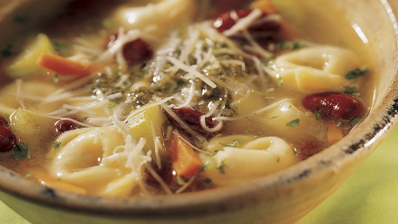 Tortellini, Bean and Pesto Soup