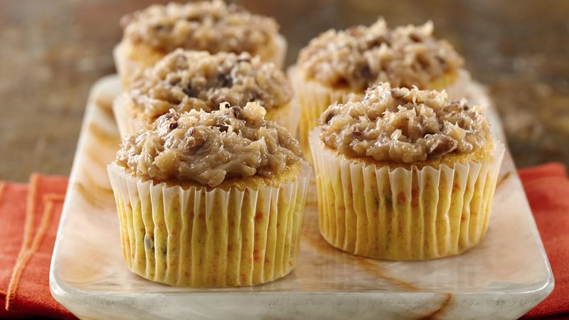 Carrot Cupcakes with Coconut Pecan Frosting