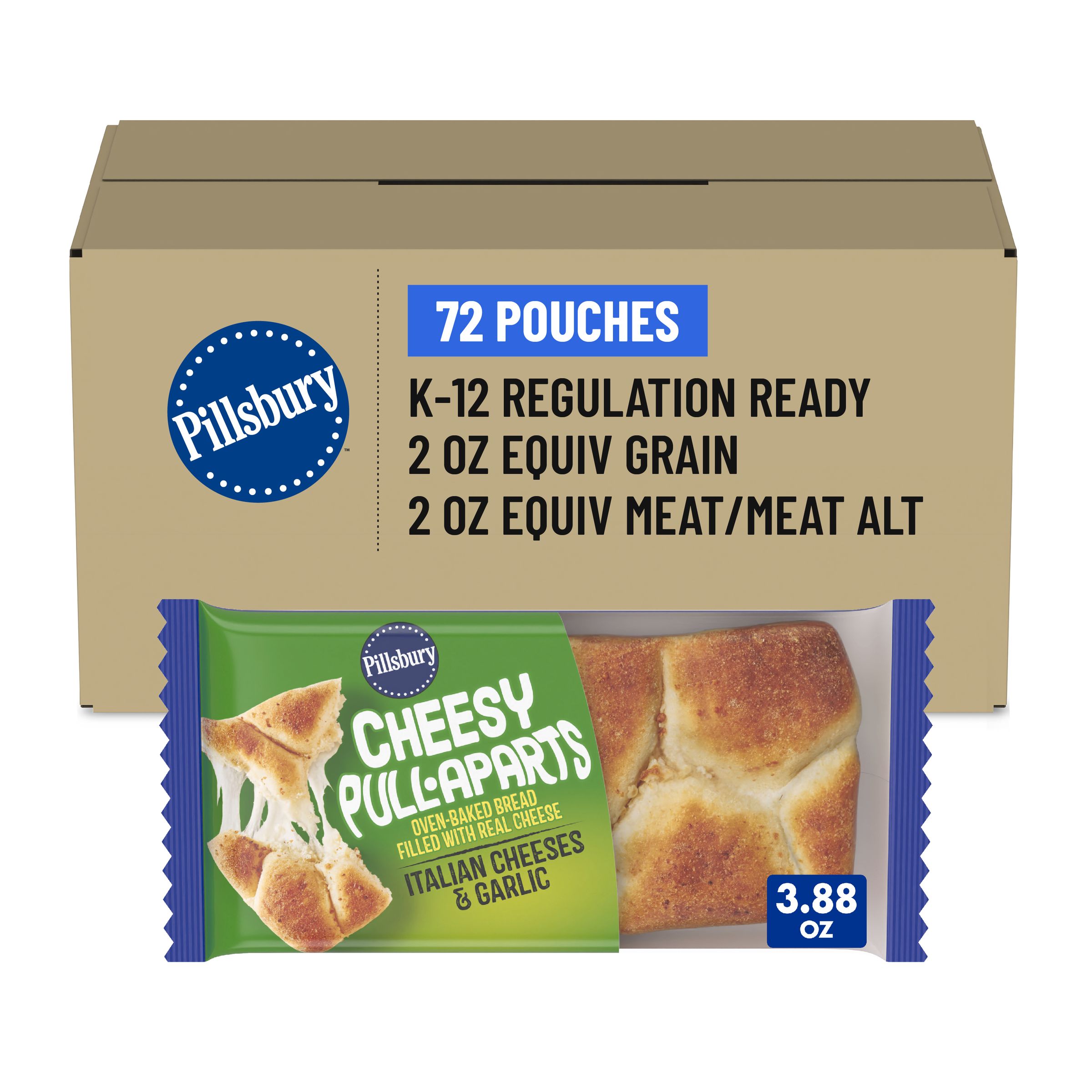  Case Optimized Hero Pillsbury Frozen Meals Cheesy Pull-Aparts Single Serve Pouch Italian Cheeses & Garlic 72/3.88 OZ