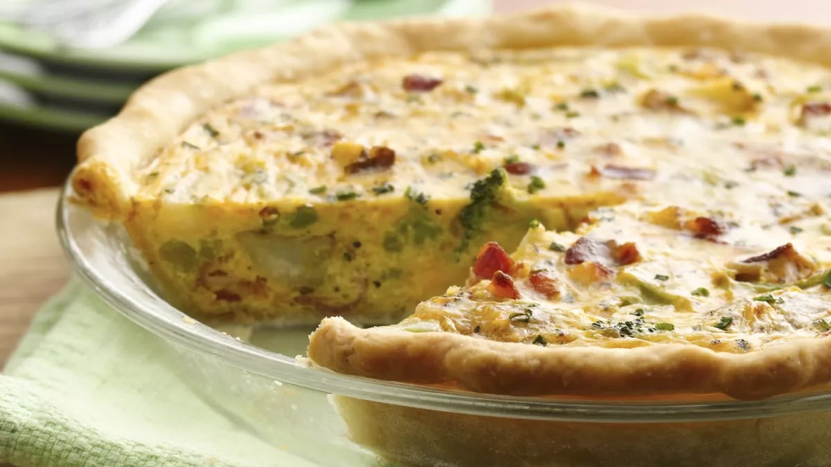 Broccoli, Potato and Bacon Quiche