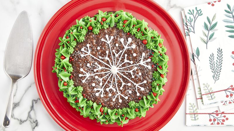 Snowflake Brownie Cake