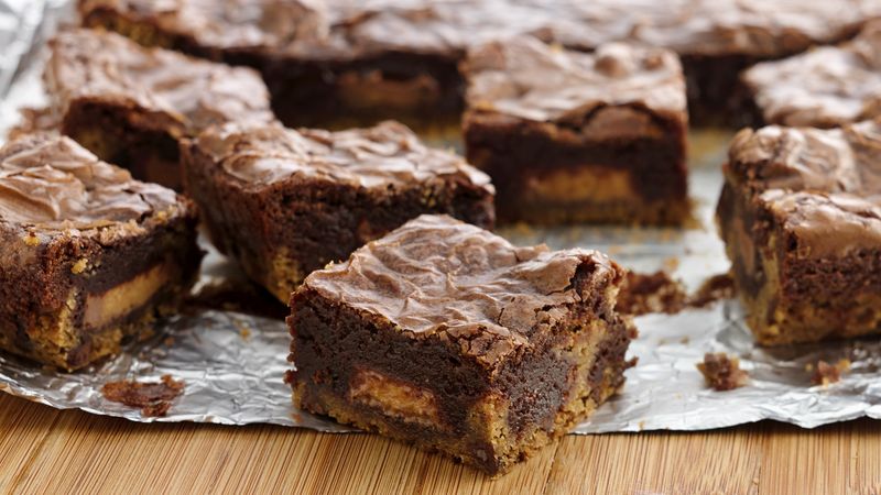 Peanut Butter Cup Cookie Dough Brownies 