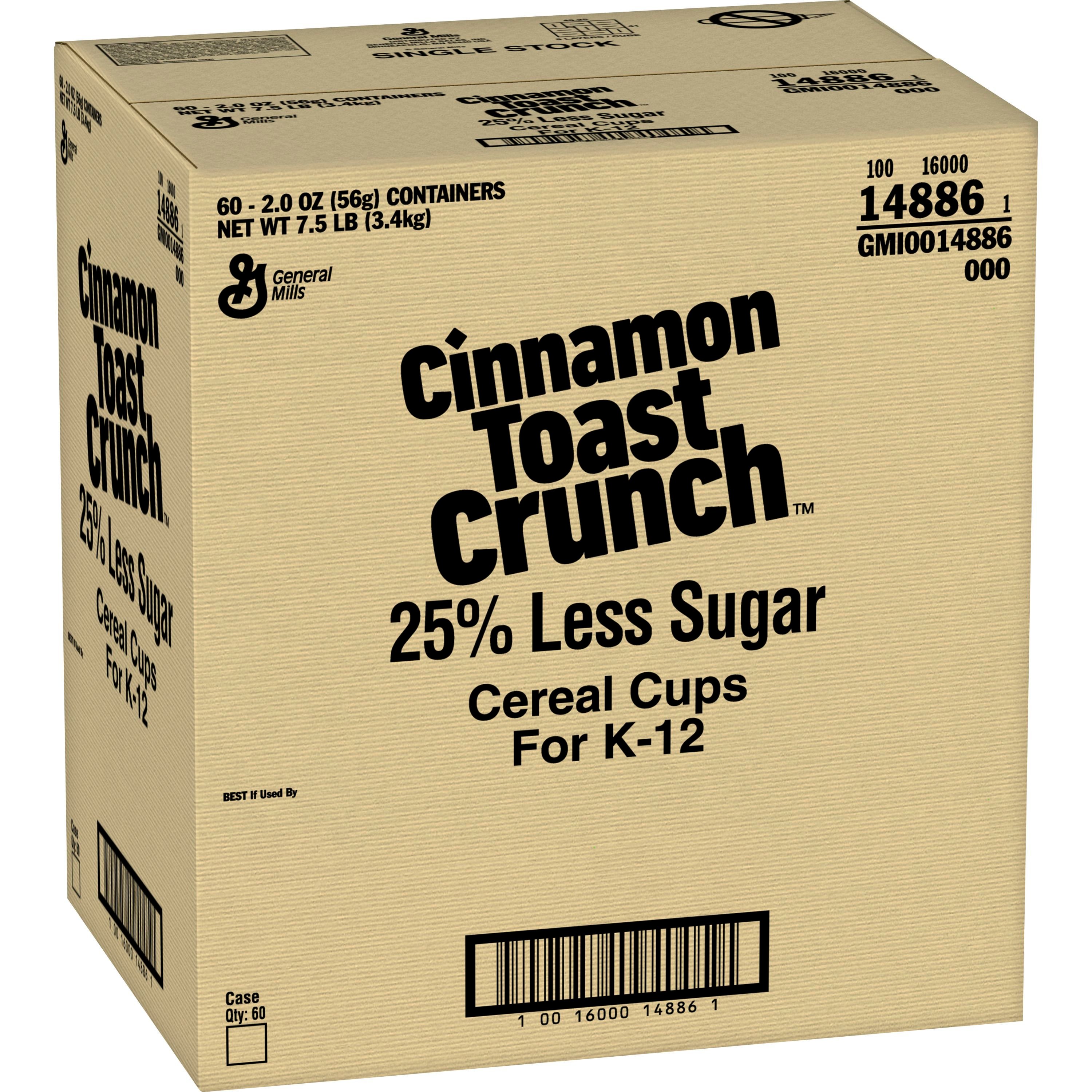 Case - Left Front 3D Cinnamon Toast Crunch(TM) Cereal 25% Less Sugar Single Serve K12 2oz Eq Grain