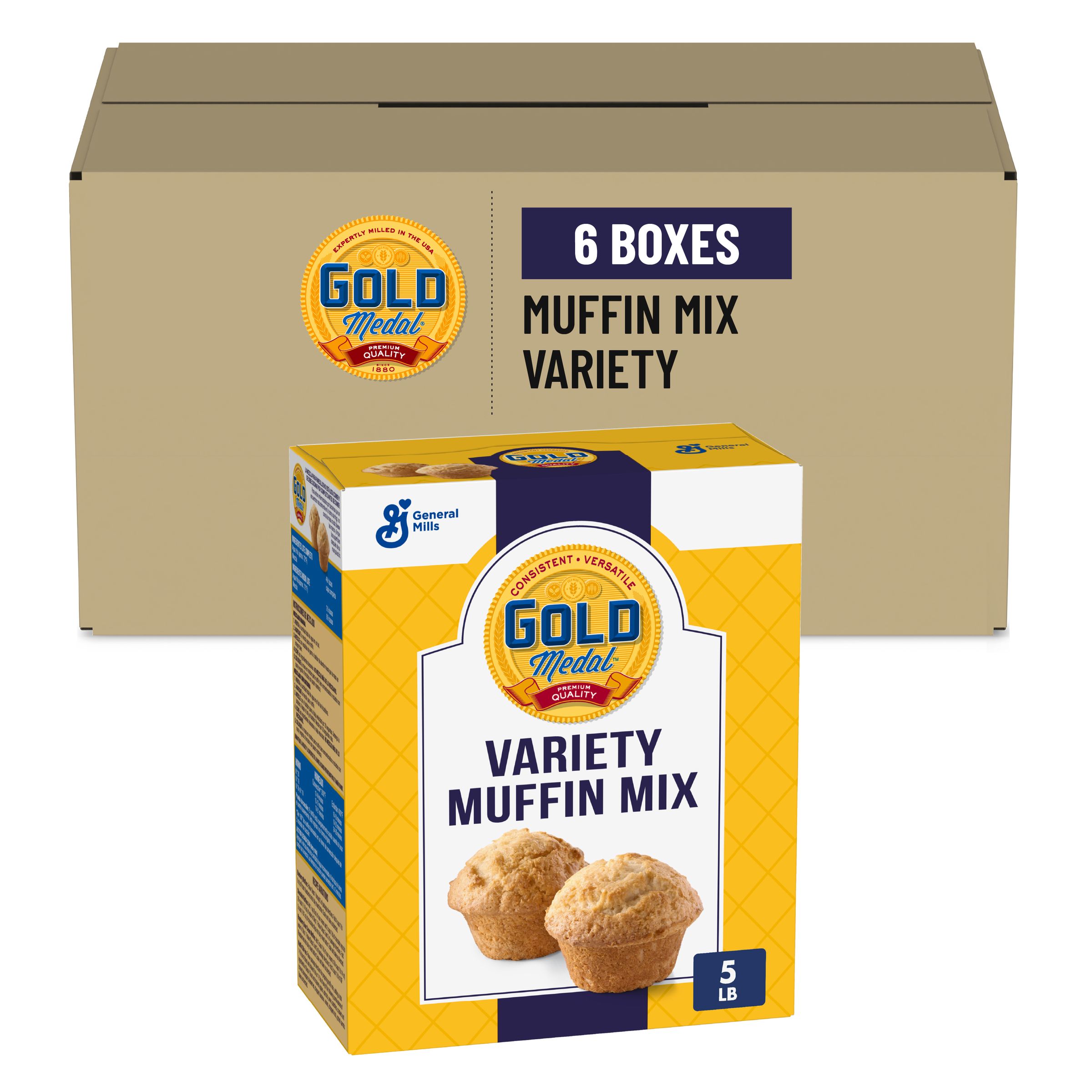  Case Optimized Hero Gold Medal Muffin Mix Box Variety 6/5 LB
