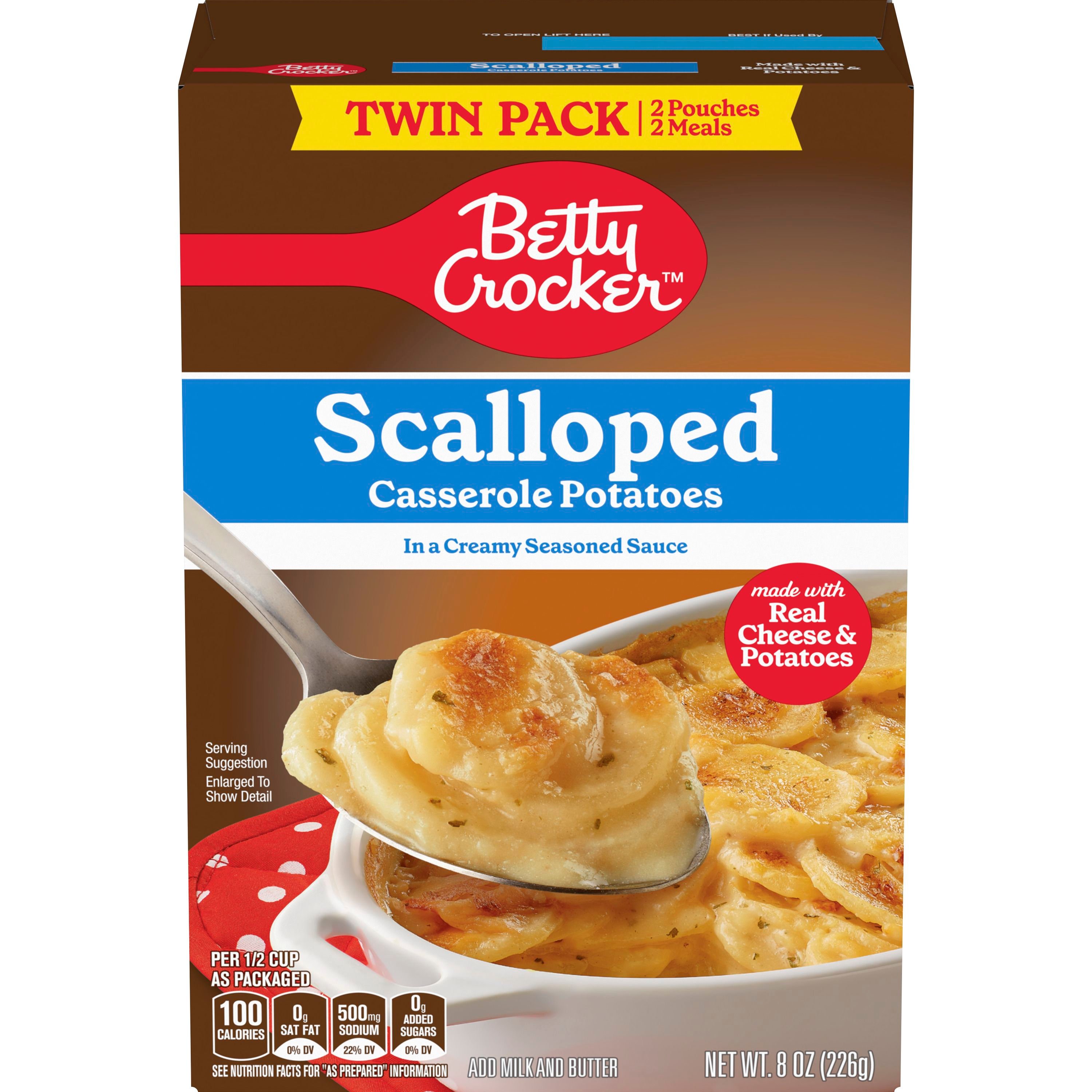 Betty Crocker Scalloped Casserole Potatoes, Made With Real Cheese, Twin Pack, 8 oz Box - Front