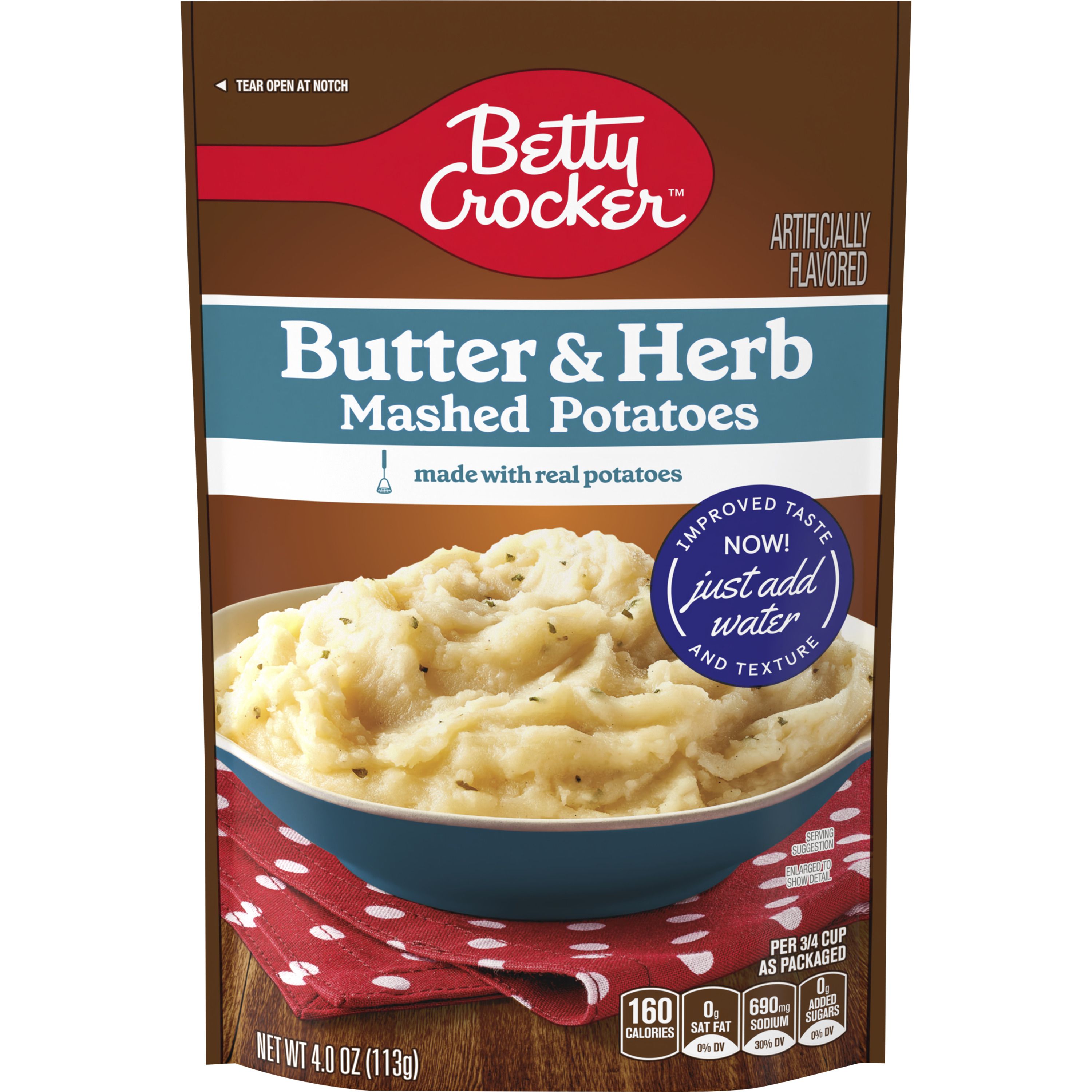 Betty Crocker Butter & Herb Mashed Potatoes, 4 ounces - Front