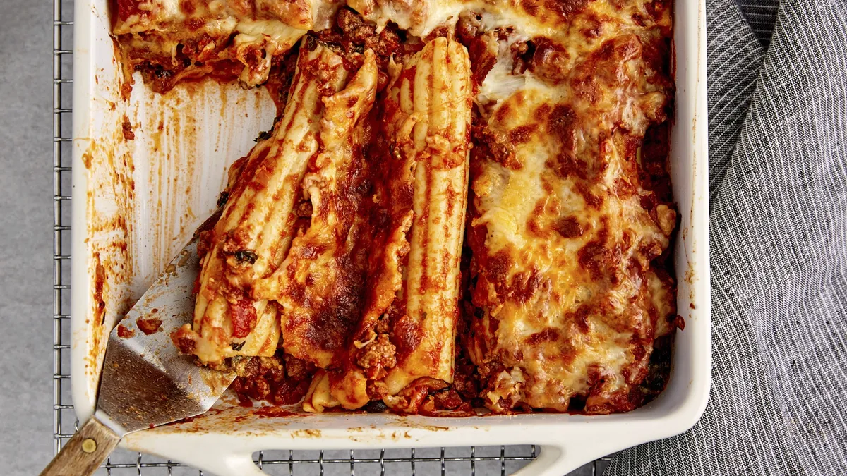 Cheesy Ground Beef Manicotti